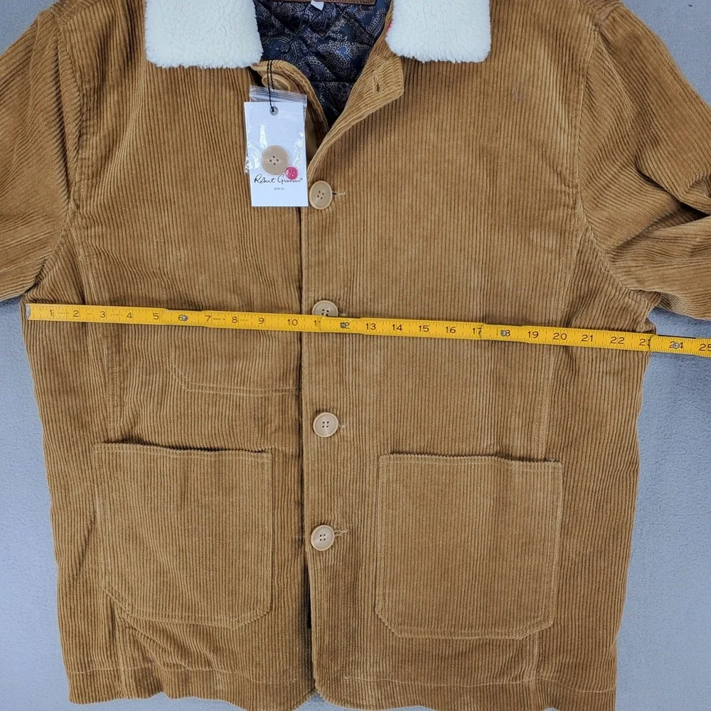 Robert Graham Mens Corduroy Quilted‎ Brown Barn Jacket Sz L Sherpa Collar Ranch